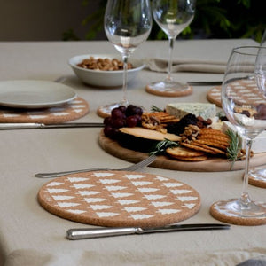 Festive trees (white) cork coaster or placemat