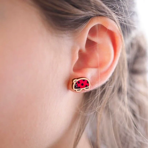 Wooden earrings - ladybird