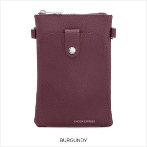 Leather flat crossbody bag with front pocket - various colours