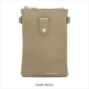 Leather flat crossbody bag with front pocket - various colours
