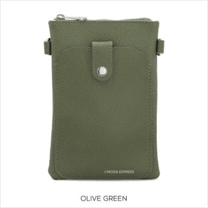 Leather flat crossbody bag with front pocket - various colours