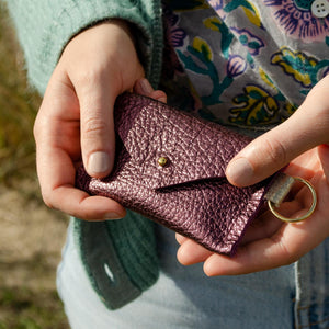 Leather keyring card holder - various colours