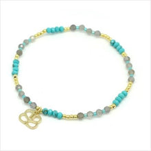 Load image into Gallery viewer, Lupin turquoise &amp; labradorite stretch charm bracelet
