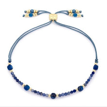Load image into Gallery viewer, Meadow gold &amp; kyanite beaded slider bracelet
