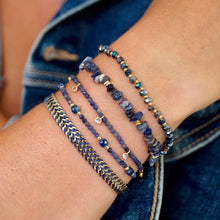 Load image into Gallery viewer, Meadow gold &amp; kyanite beaded slider bracelet
