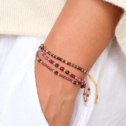Meadow garnet gold friendship bracelet