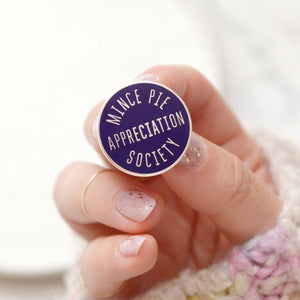 Mince pie appreciation society enamel pin - burgundy