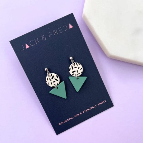 Mini Memphis triangle stud earrings (gold) - various colours