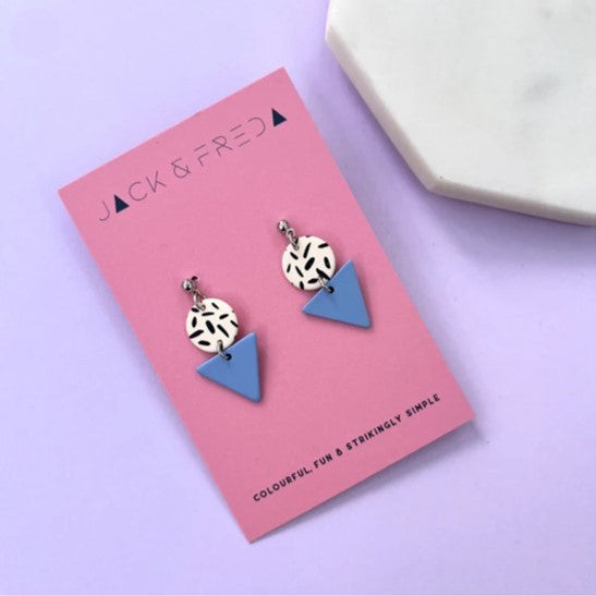 Mini Memphis triangle stud earrings (gold) - various colours