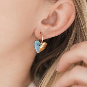 Mini ceramic hearts huggie hoop earrings