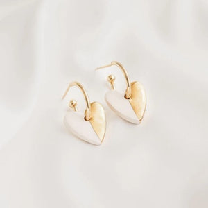 Mini ceramic hearts huggie hoop earrings