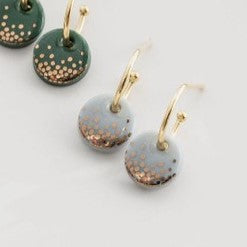 Gold mist hoop studs - dove grey