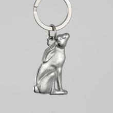 Load image into Gallery viewer, Moon gazing hare pewter key ring

