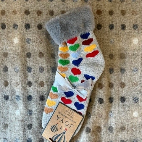 Cuff socks - multi coloured hearts