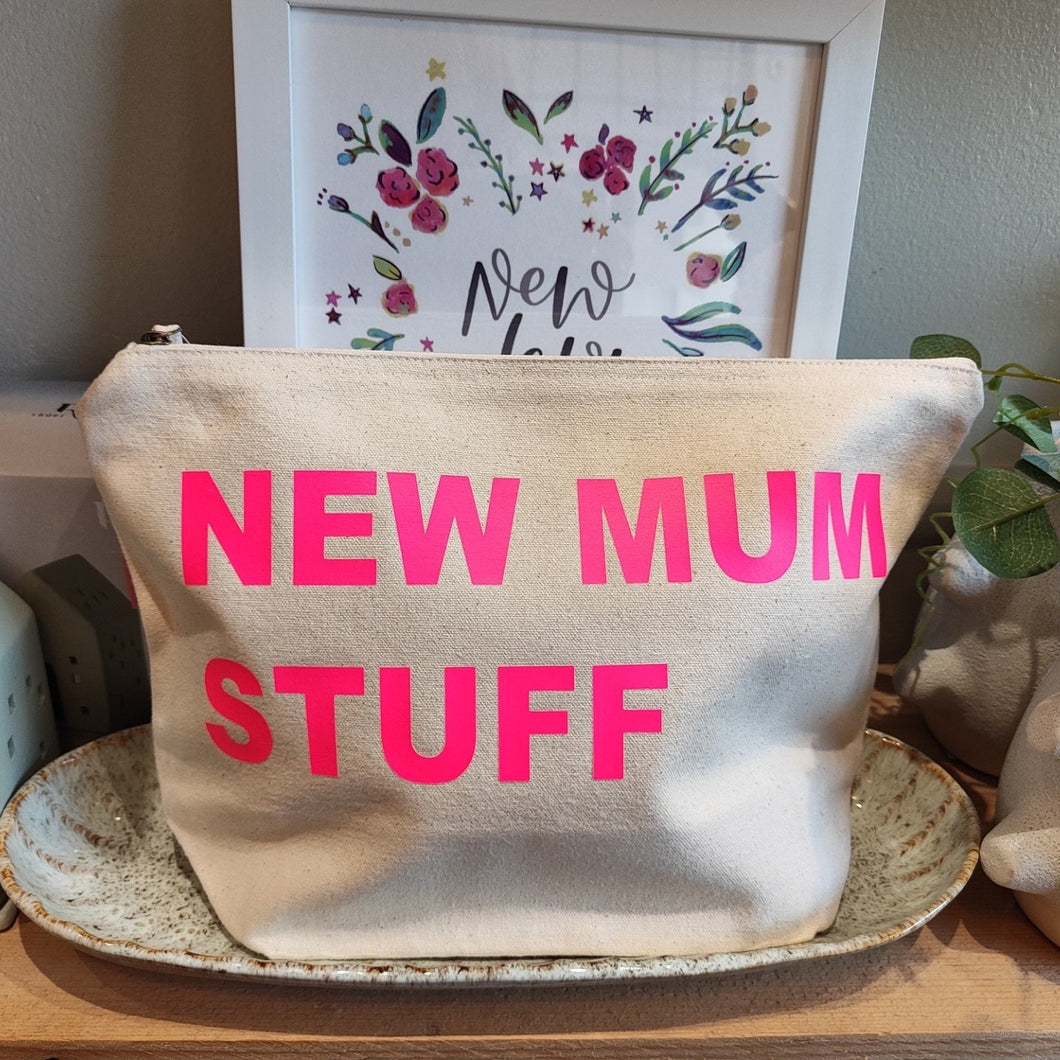 Large pouch - natural - new mum stuff (neon pink)