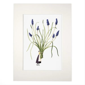 Spring flowers muscari mounted print