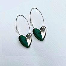 Load image into Gallery viewer, Hoop earrings with spotty heart charms - gold
