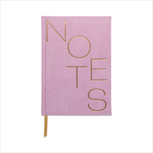 Load image into Gallery viewer, Hard cover suede cloth journal - &#39;notes&#39; - lilac
