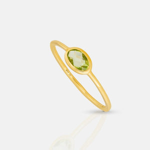 Olive crystal ring - gold