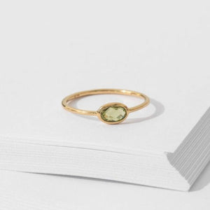Olive crystal ring - gold