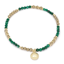 Load image into Gallery viewer, Olive malachite gold bracelet
