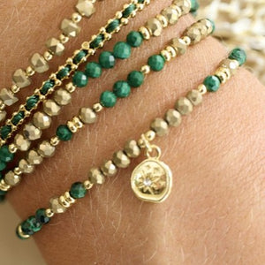 Olive malachite gold bracelet