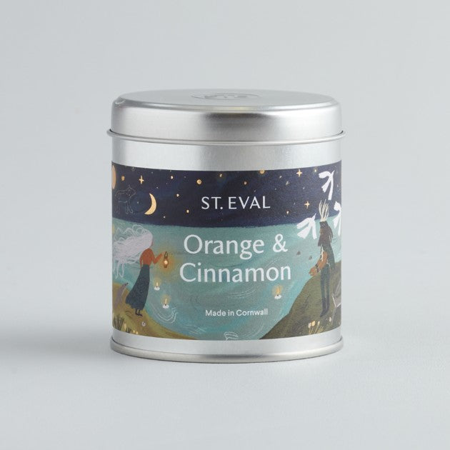 Orange & cinnamon scented tin candle