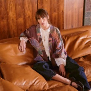 Crane kimono - plum