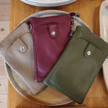 Load image into Gallery viewer, Leather flat crossbody bag with front pocket - various colours
