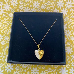 Spotty heart necklace - gold