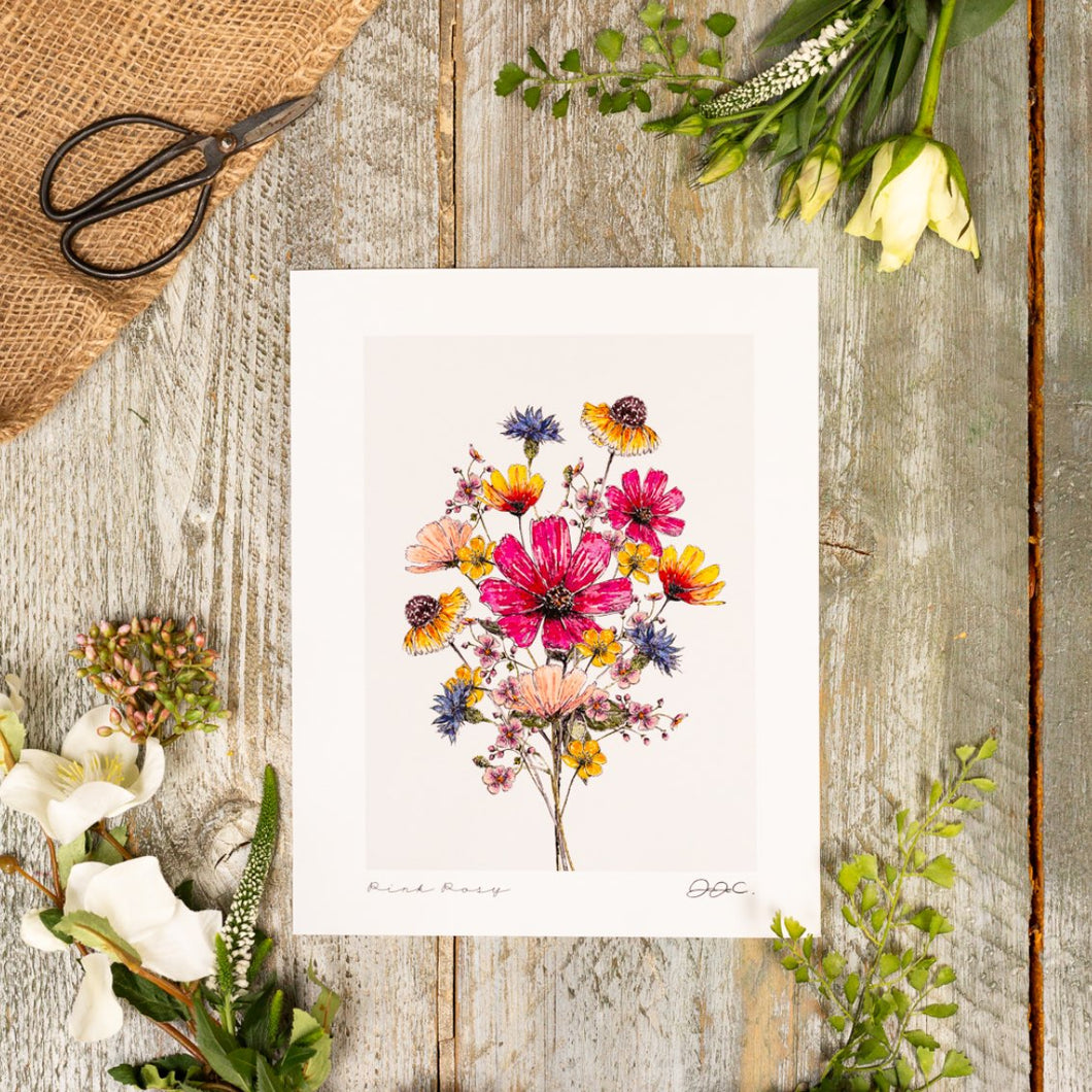 Pink posy - unframed print