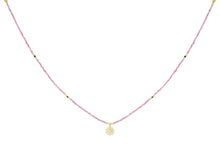 Load image into Gallery viewer, Pink tourmaline &amp; malachite gold heart chakra necklace
