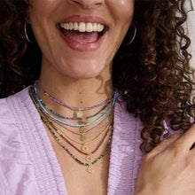 Load image into Gallery viewer, Pink tourmaline &amp; malachite gold heart chakra necklace
