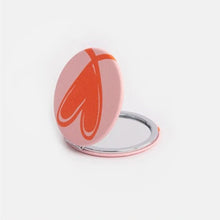 Load image into Gallery viewer, Heart round pocket mirror - pink &amp; orange
