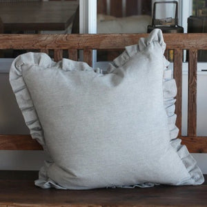 Pin stripe frill cushion - charcoal