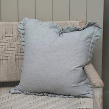 Load image into Gallery viewer, Pin stripe frill cushion - charcoal
