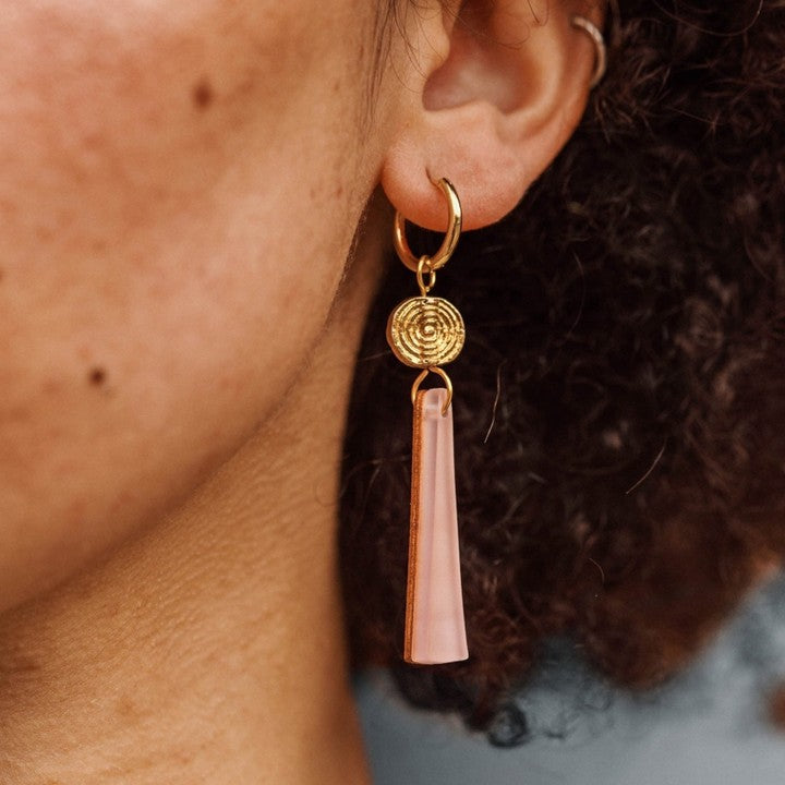 Power drop hoop earrings - dusky lilac