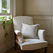 Load image into Gallery viewer, Provence ticking stripe washed linen cushion - olive
