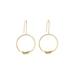 Brass ribbon single hoop earrings - medium