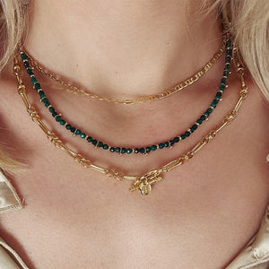 Salus malachite gemstone gold necklace