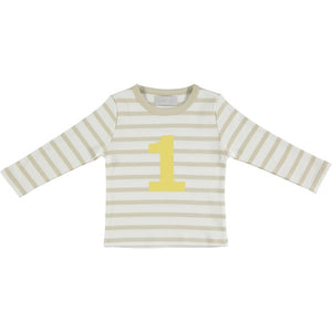 Sand & white Breton striped number t-shirt (banana)