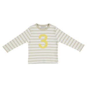 Sand & white Breton striped number t-shirt (banana)