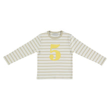 Load image into Gallery viewer, Sand &amp; white Breton striped number t-shirt (banana)
