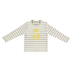 Sand & white Breton striped number t-shirt (banana)