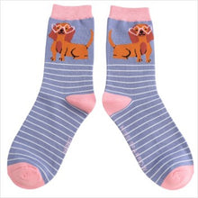 Load image into Gallery viewer, Sausage dog in shades socks - denim
