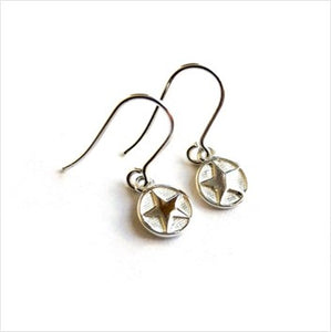 Gold vermeil hook earrings - mini star medallion