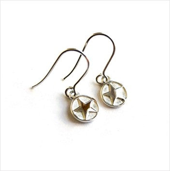 Silver vermeil hook earrings - mini star medallion