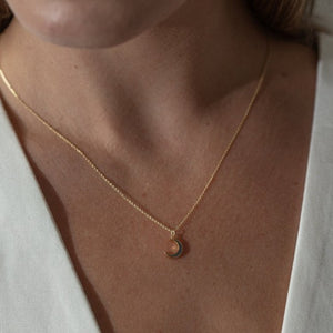 Slate moon gold necklace