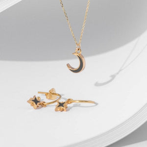 Slate moon gold necklace