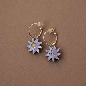 Sleepy sun hoops - lilac marble & gold